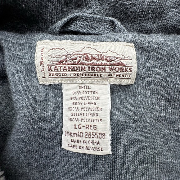 LL Bean Katahdin Iron Works Mens Large Regular Sherpa Lined Grey Full Zip - Picture 4 of 16